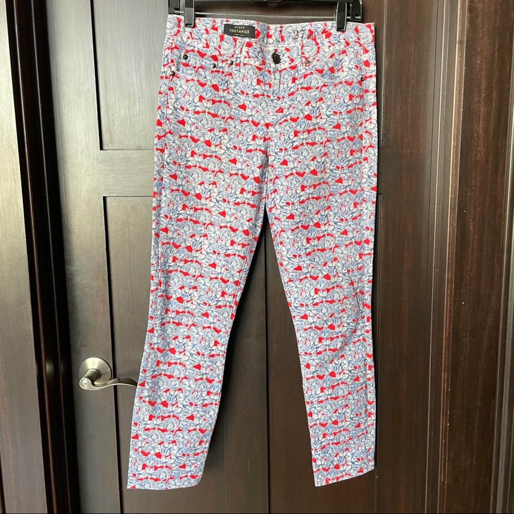 J CREW Toothpick Ankle Floral Print Pants Size 27